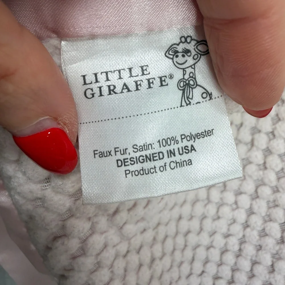 Little Giraffe Pink Baby Blanket Chenille Honeycomb Satin Trim Luxury Nursery